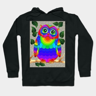 Cute Owl Stained Glass Pattern Design Hoodie